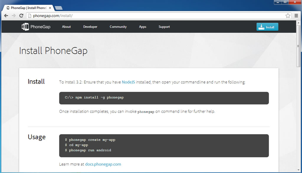 Install Phonegap
